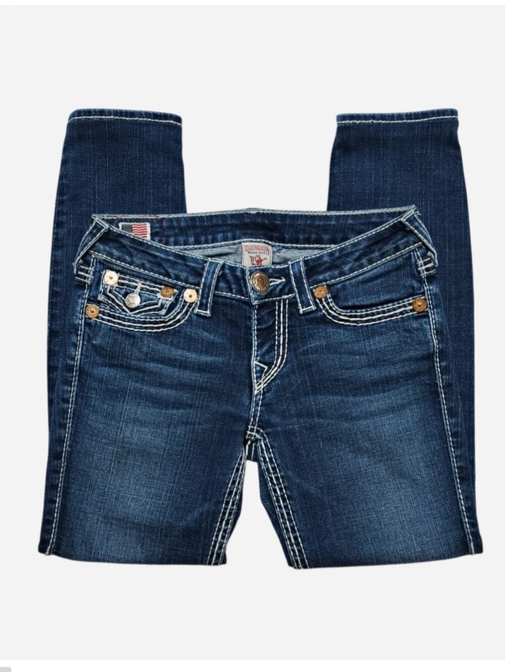 Vintage Y2K True Religion Cropped Jeans Dark Wash Women's 27 (29" Waist) Slim